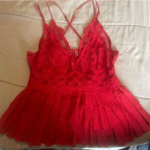 Free People Red Lace Camisole